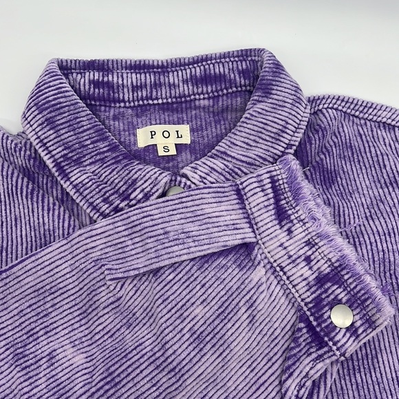 POL High-Low Relaxed Fit Corduroy Button Down Jacket Royal Purple - Picture 7 of 13